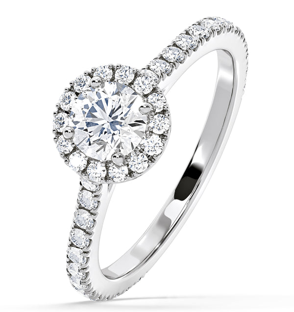 Reina GIA Diamond Halo Engagement Ring in Platinum 1.40ct G/VS1